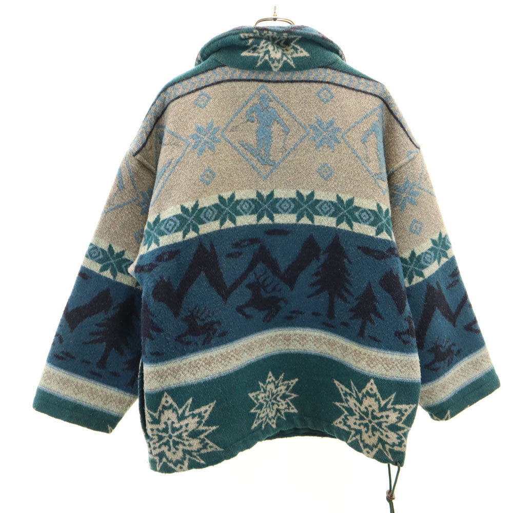 L.L.Bean エルエルビーン 80s ヴィンテージ ネイティブ柄 ハーフジップ ウールジャケット グリーン 他 ブランケットジャケット メンズ