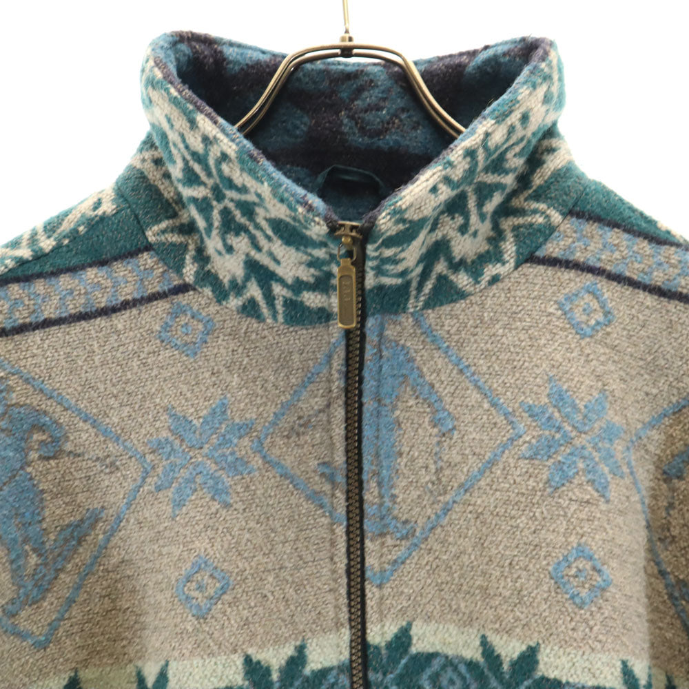 L.L.Bean エルエルビーン 80s ヴィンテージ ネイティブ柄 ハーフジップ ウールジャケット グリーン 他 ブランケットジャケット メンズ