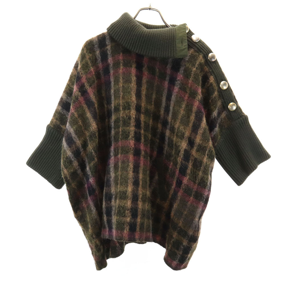 ドルチェアンドガッバーナ ルーマニア製 チェック柄 7分袖 ポンチョ 36 グリーン DOLCE&GABBANA レディース