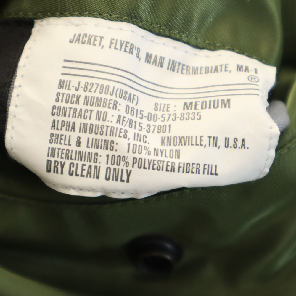 アルファインダストリーズ MA-1 フライトジャケット M カーキ ALPHA INDUSTRIES INC メンズ