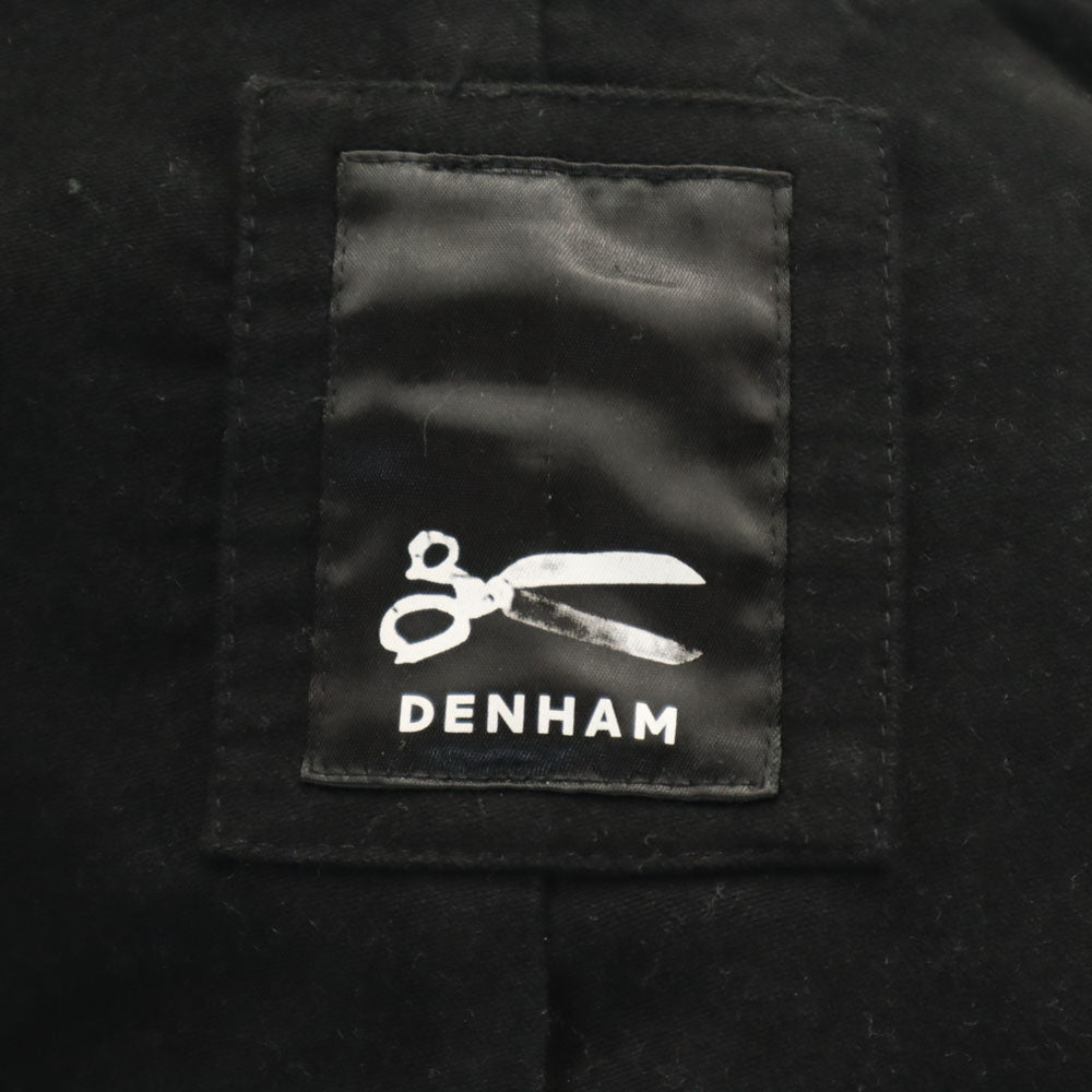 DENHAM デンハム CAGNEY FBH ウールレザー切替 ピーコート ネイビー×ブラック メンズ