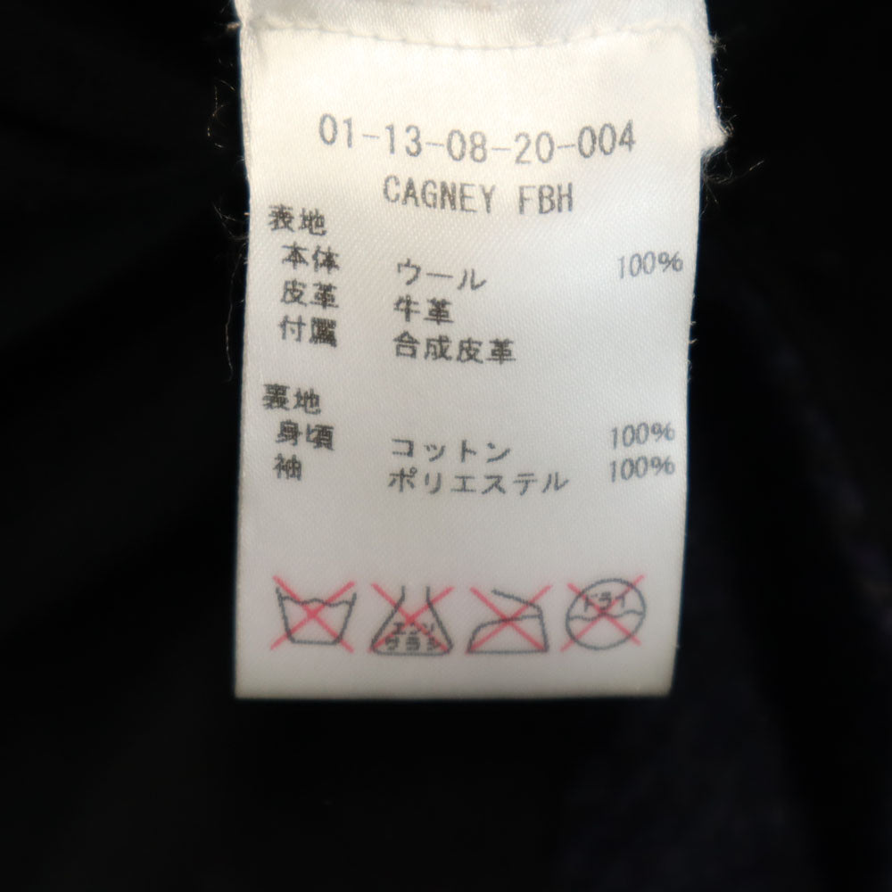 DENHAM デンハム CAGNEY FBH ウールレザー切替 ピーコート ネイビー×ブラック メンズ