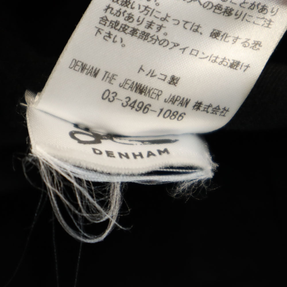 DENHAM デンハム CAGNEY FBH ウールレザー切替 ピーコート ネイビー×ブラック メンズ