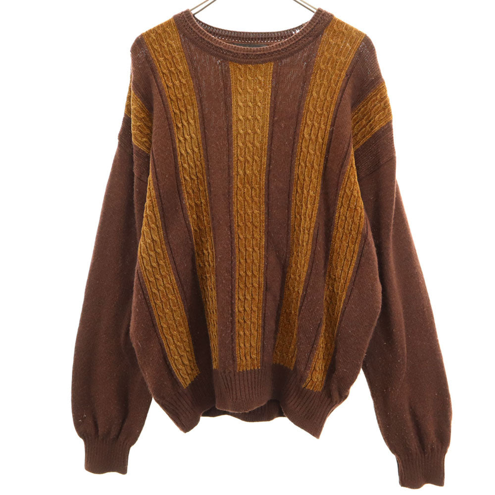 YVES SAINT LAURENT イヴサンローラン 90s 日本製 オールド 長袖 セーター LA ブラウン ニット ケーブル編み メンズ