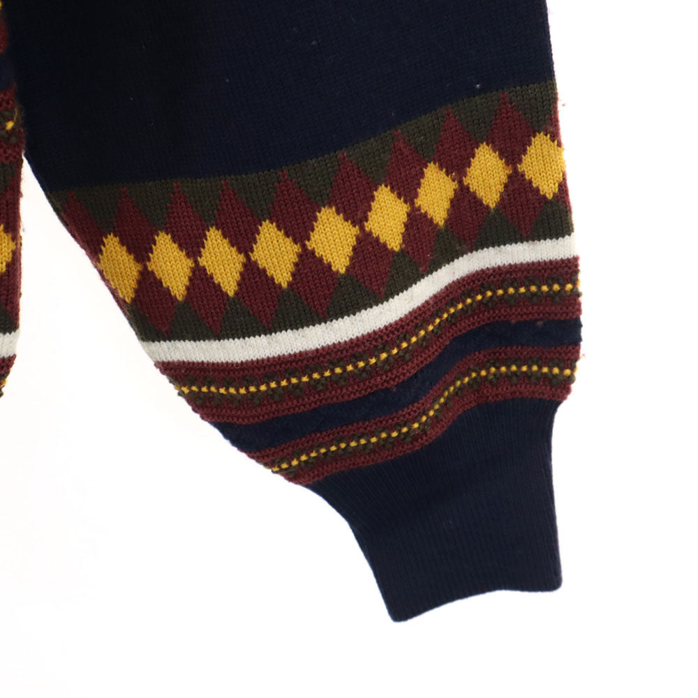 クリスチャンディオールスポーツ 90s ウールブレンド オールド モヘア混 アーガイル柄 長袖 セーター L ネイビー Christian Dior SPORTS ニット メンズ