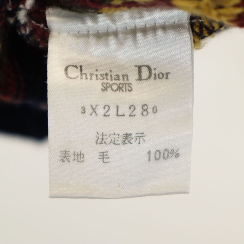 クリスチャンディオールスポーツ 90s ウールブレンド オールド モヘア混 アーガイル柄 長袖 セーター L ネイビー Christian Dior SPORTS ニット メンズ