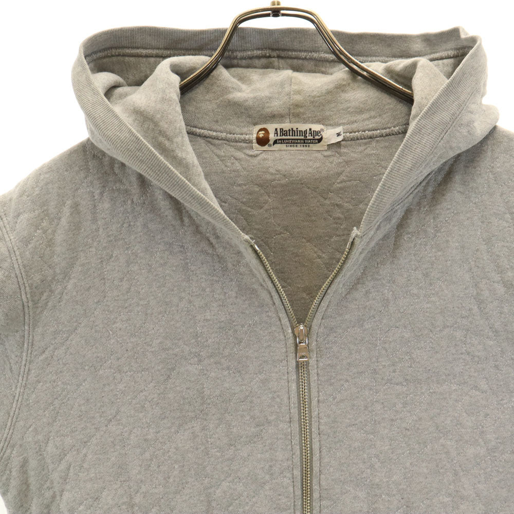 A BATHING APE アベイシングエイプ 日本製 スター柄 長袖 スウェット ジップパーカー M グレー キルティング メンズ