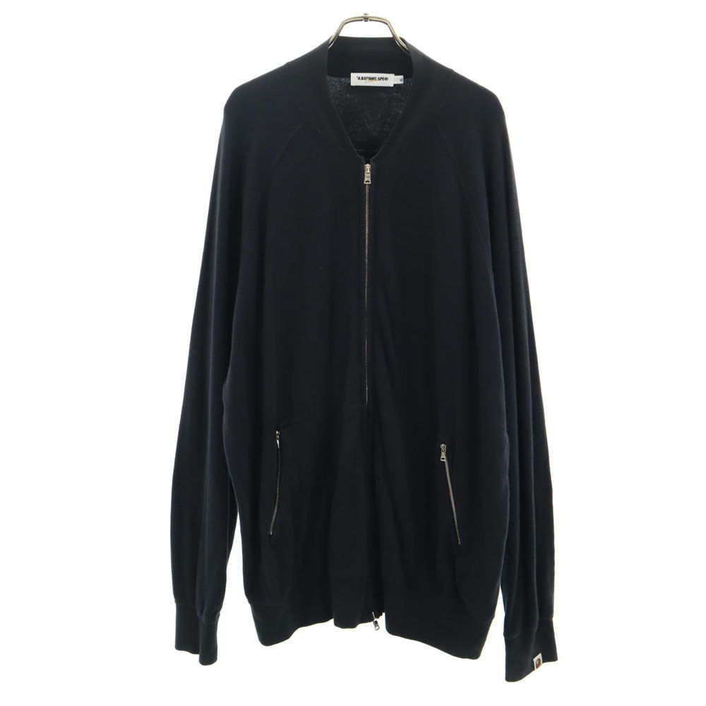 A BATHING APE アベイシングエイプ 日本製 バックプリント 長袖 ジップアップ トレーナー XL ブラック 裏起毛 メンズ