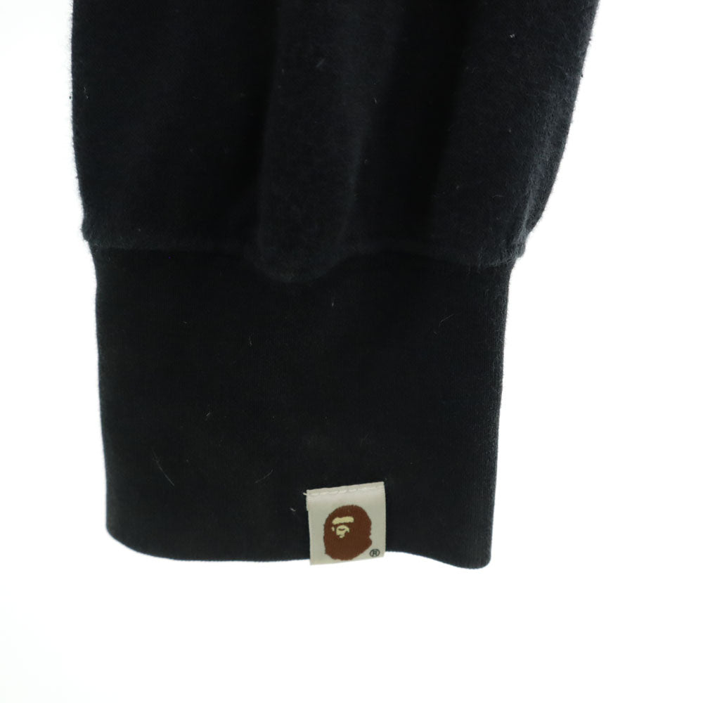 A BATHING APE アベイシングエイプ 日本製 バックプリント 長袖 ジップアップ トレーナー XL ブラック 裏起毛 メンズ