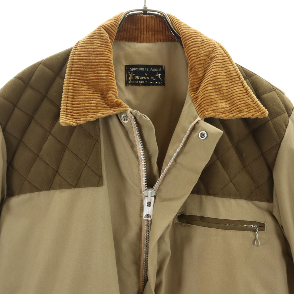ブローニング 60s 70s ヴィンテージ アルミタロン デカタロン 襟コーデュロイ ハンティングジャケット ベージュ ダブルジップ メンズ