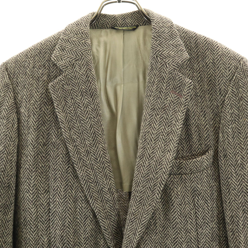 HARRIS TWEED ハリスツイード 70s 80s センターベント ヴィンテージ ヘリンボーン テーラードジャケット ブラウン系 メンズ