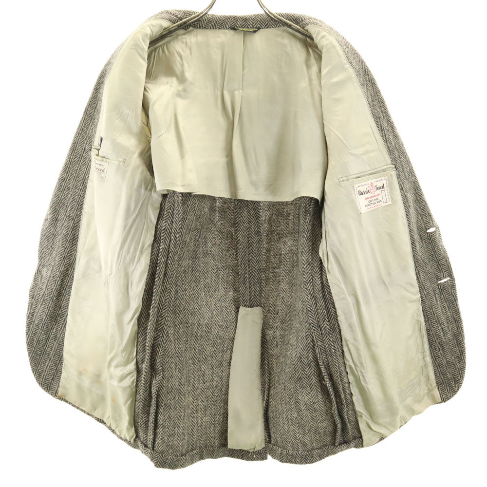 HARRIS TWEED ハリスツイード 70s 80s センターベント ヴィンテージ ヘリンボーン テーラードジャケット ブラウン系 メンズ