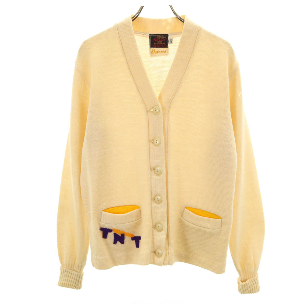 カンデル 60s ヴィンテージ レタード 長袖 Vネック ニットカーディガン アイボリー レディース