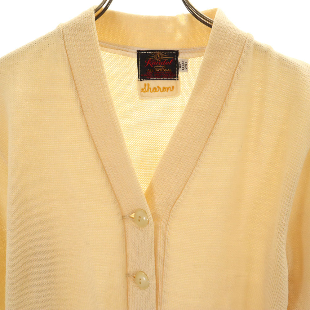 カンデル 60s ヴィンテージ レタード 長袖 Vネック ニットカーディガン アイボリー レディース