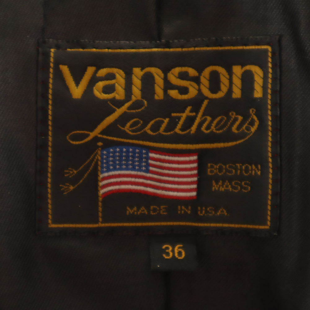 バンソンレザー USA製 ダブルライダースジャケット 36 ブラック メンズ
