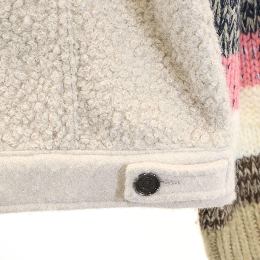 Desigual デシグアル ニット切替 トラッカー ジャケット XL グレージュ レディース