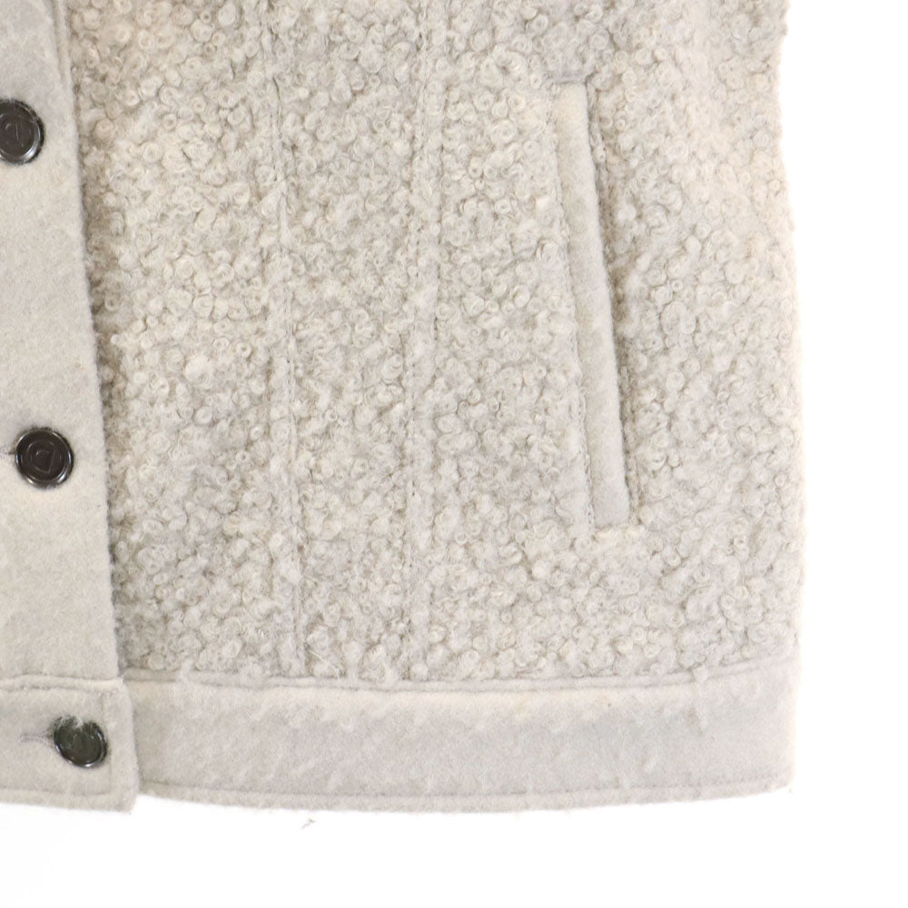 Desigual デシグアル ニット切替 トラッカー ジャケット XL グレージュ レディース