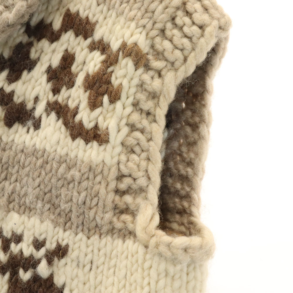 イントラカンエンタープライズ 90s カナダ製 オールド トナカイ柄 カウチン ベスト アイボリー ニット メンズ