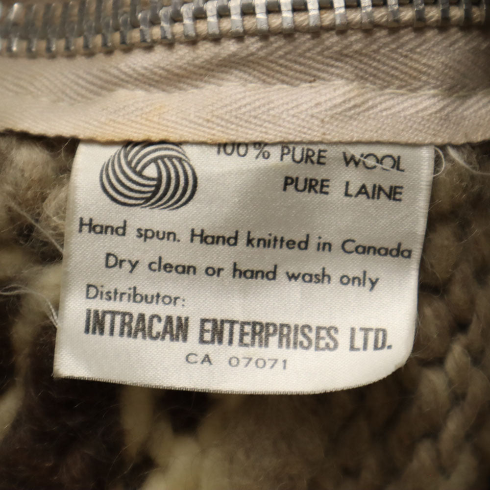 イントラカンエンタープライズ 90s カナダ製 オールド トナカイ柄 カウチン ベスト アイボリー ニット メンズ