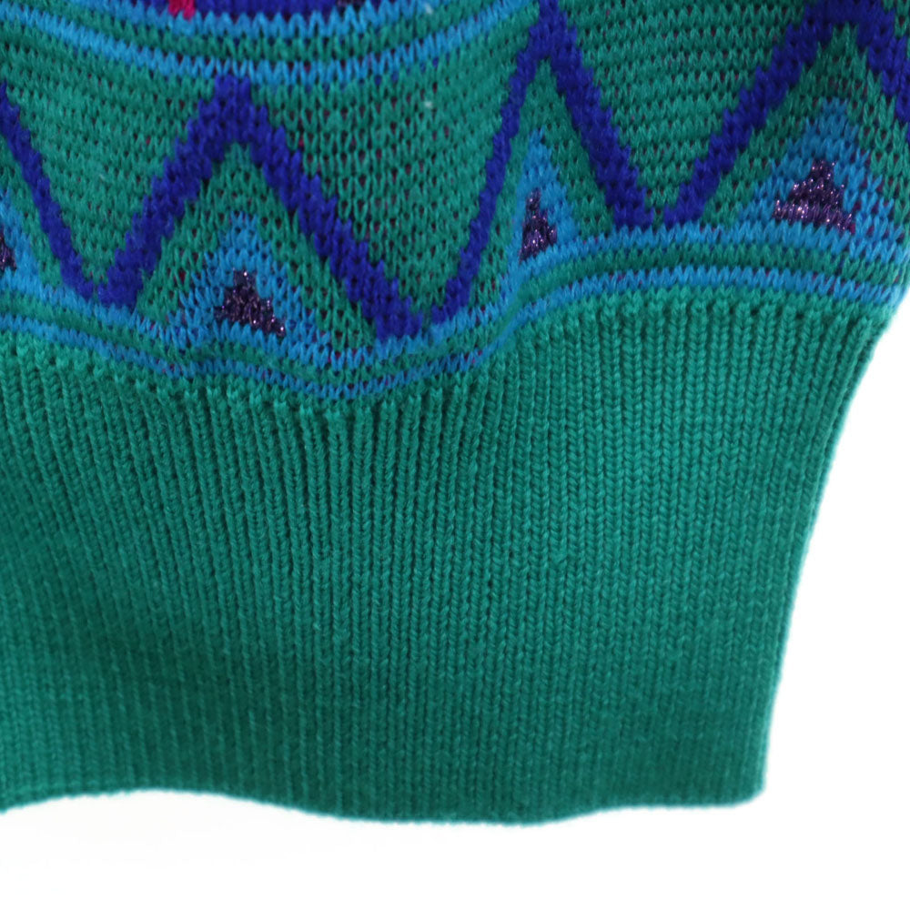 YVES SAINT LAURENT イヴサンローラン 90s オールド ノルディック柄 長袖 ニットカーディガン M グリーン系 レディース