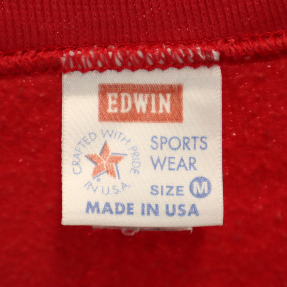 EDWIN エドウィン 90s USA製 オールド 2トーン 長袖 スウェット トレーナー M レッド 他 裏起毛 ラグラン メンズ