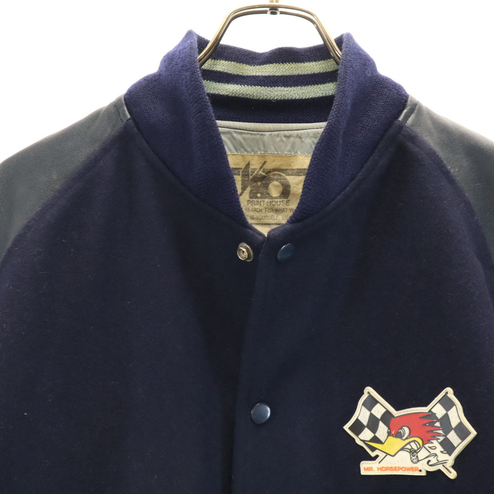 PRINT HOUSE スタジャン O ネイビー系 メンズ