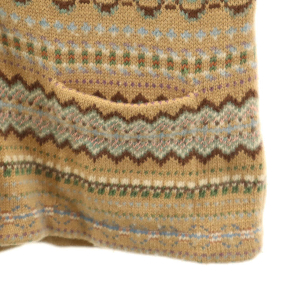 ローレンラルフローレン フェアアイル柄 長袖 ショールカラー ニットカーディガン L ブラウン LAUREN RALPH LAUREN レディース