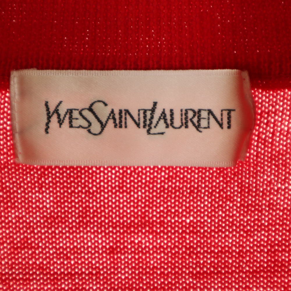 YVES SAINT LAURENT イヴサンローラン 長袖 ニット 上下 セットアップ M レッド スカート レディース