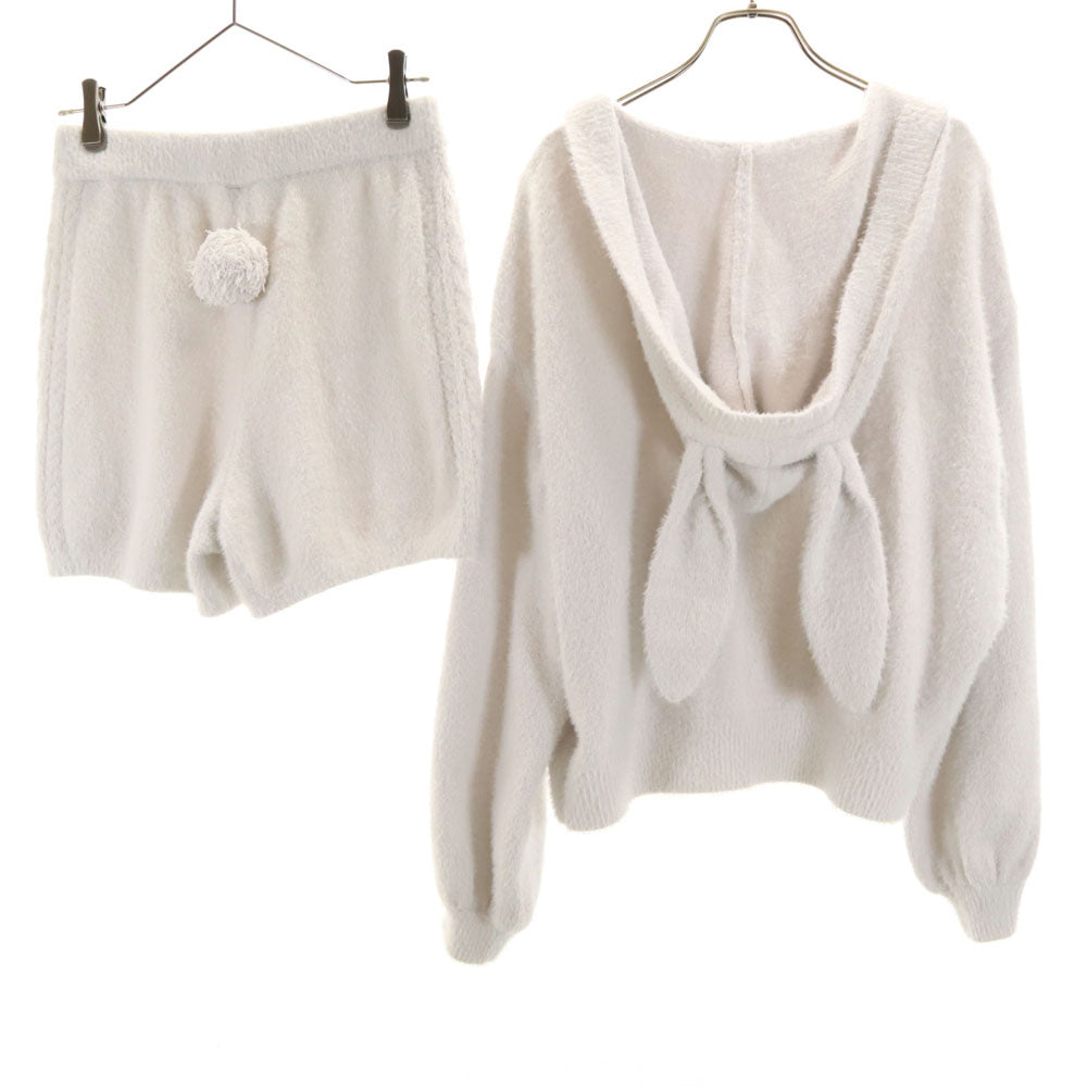 ジェラートピケ 長袖 Vネックカーディガン ルームウェア 上下 セットアップ F グレー gelato pique ふわモコ レディース