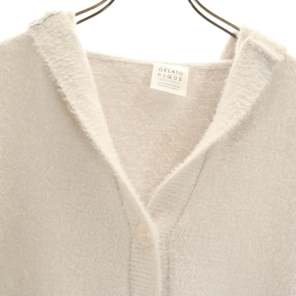 ジェラートピケ 長袖 Vネックカーディガン ルームウェア 上下 セットアップ F グレー gelato pique ふわモコ レディース