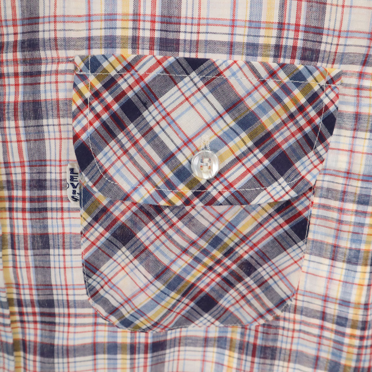 Levi's リーバイス 70s ヴィンテージビッグE 白タブ 衿芯 チェック柄 長袖 ボタンダウンシャツ M メンズ