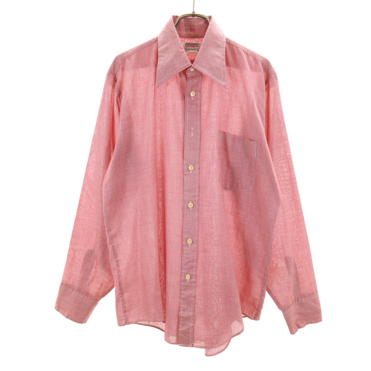 Manhattan マンハッタン 70s ヴィンテージ カナダ製 衿芯 長袖 ボタンダウンシャツ レッド メンズ