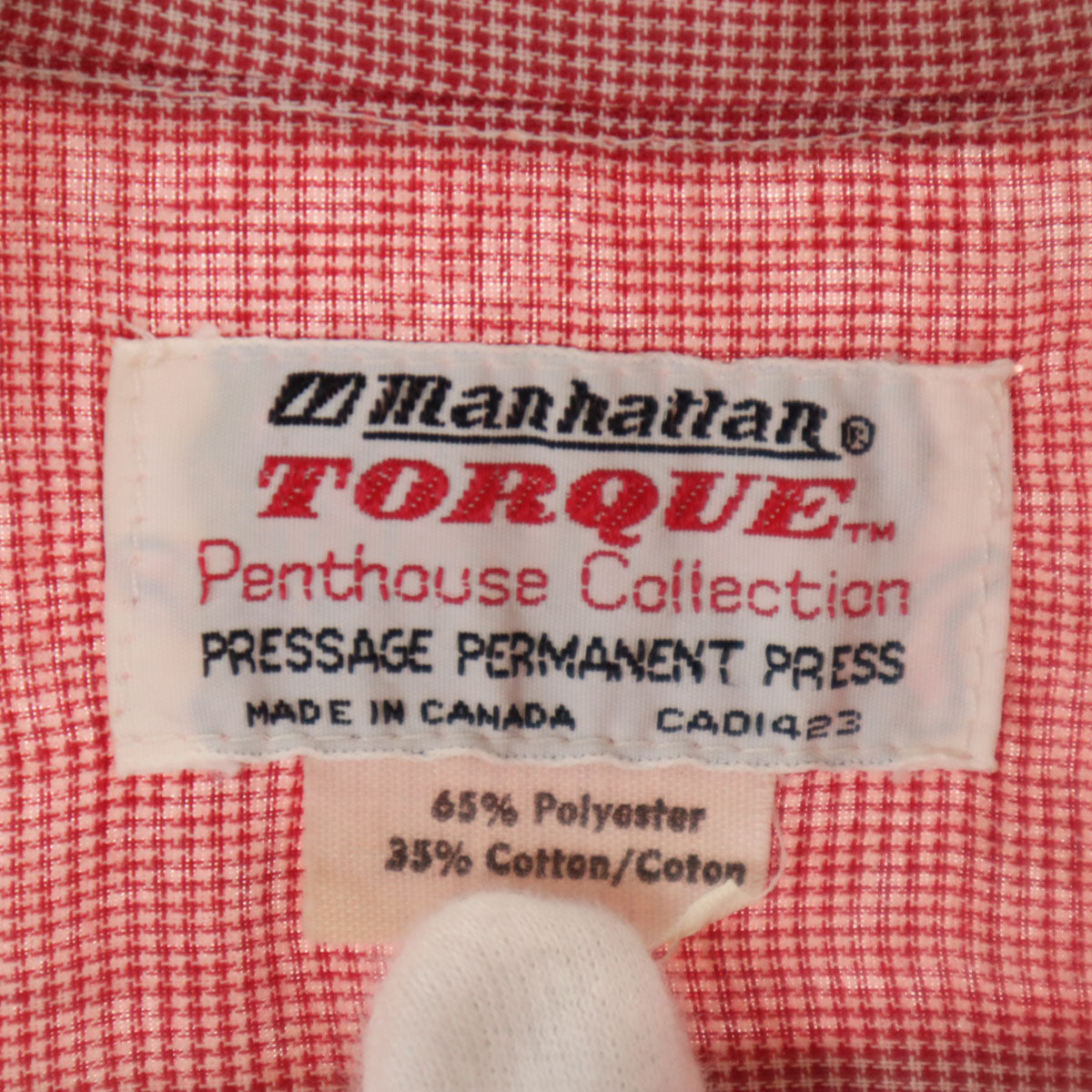 Manhattan マンハッタン 70s ヴィンテージ カナダ製 衿芯 長袖 ボタンダウンシャツ レッド メンズ