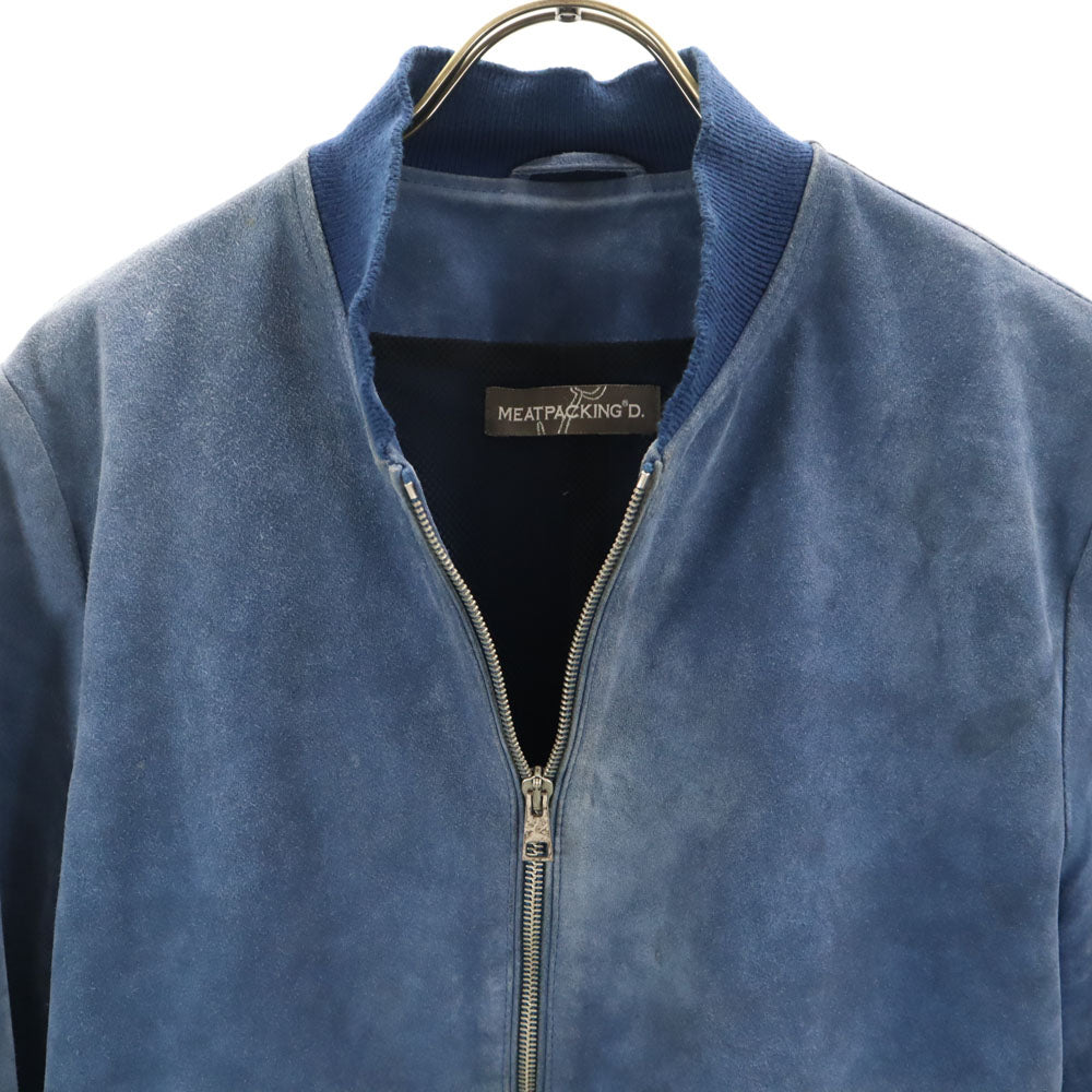 ミートパッキングディー イタリア製 羊革 レザージャケット S ブルー MEATPACKING D ブルゾン メンズ