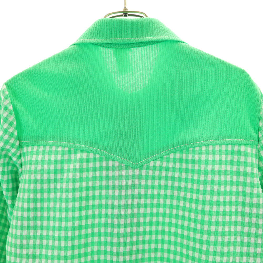 70s ヴィンテージ チェック柄 長袖 ウエスタンシャツ 15 1/2 グリーン レディース