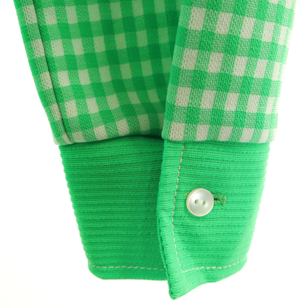 70s ヴィンテージ チェック柄 長袖 ウエスタンシャツ 15 1/2 グリーン レディース