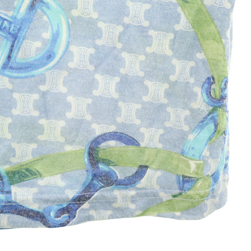 CELINE セリーヌ マカダム 長袖 Tシャツ L ブルー系 ロンT カットソー レディース