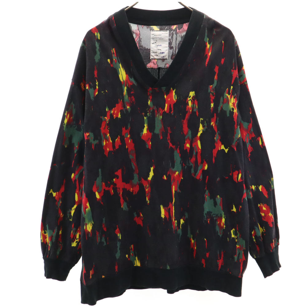 SHAREEF シャリーフ 日本製 長袖 Vネック カットソー 2 ブラック メンズ