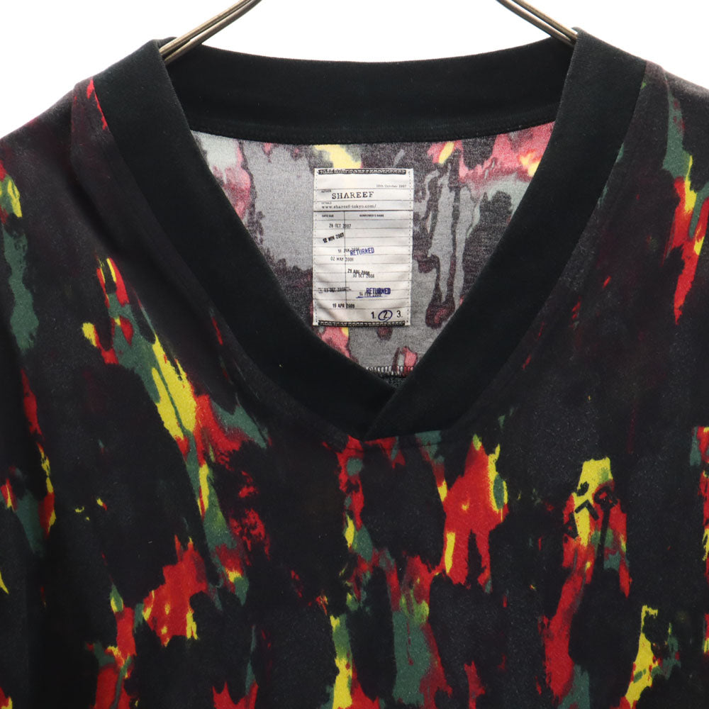SHAREEF シャリーフ 日本製 長袖 Vネック カットソー 2 ブラック メンズ
