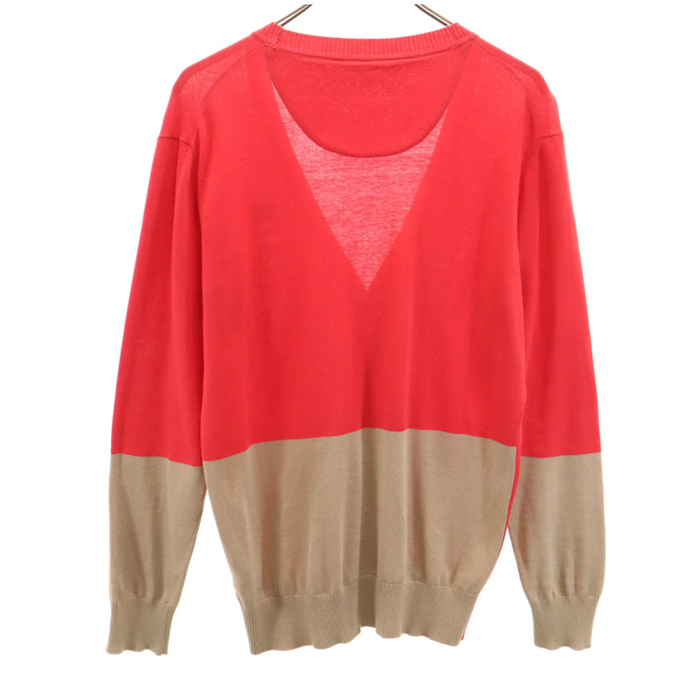 BURBERRY BLACK LABEL バーバリーブラックレーベル 三陽商会 長袖 Vネック カーディガン 2 レッド メンズ