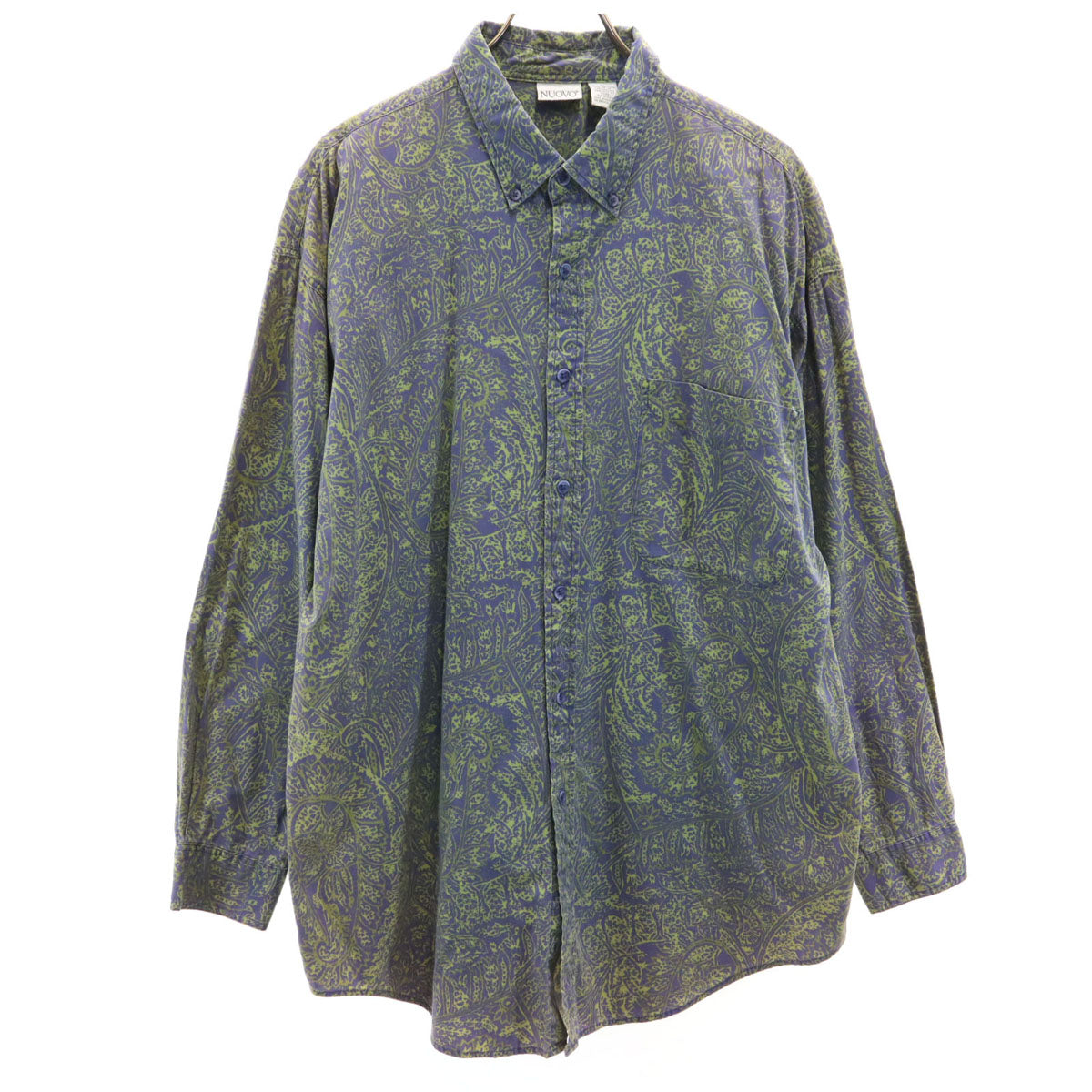 NUOVO 90s オールド ペイズリー柄 長袖 ボタンダウンシャツ XL パープル 他 メンズ