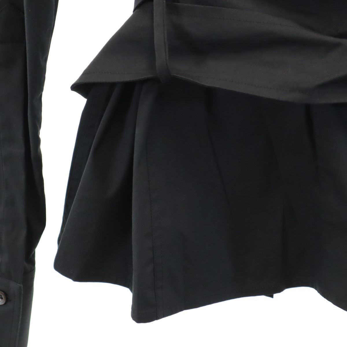 GUCCI グッチ イタリア製 長袖 ベルト付き シャツ 38 ブラック レディース