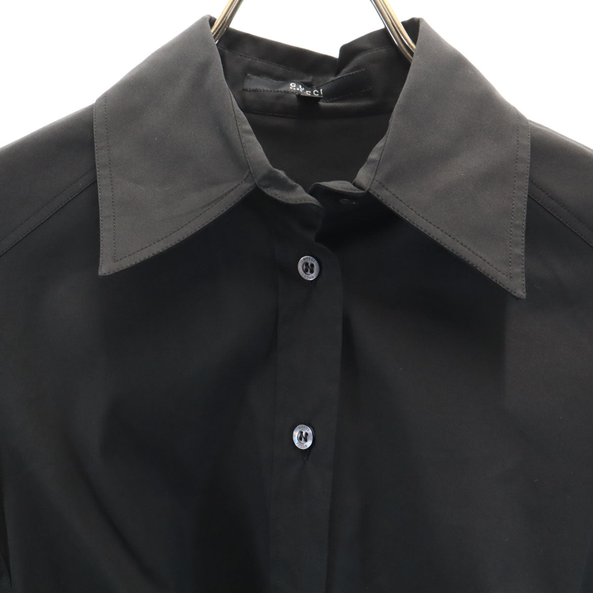 GUCCI グッチ イタリア製 長袖 ベルト付き シャツ 38 ブラック レディース