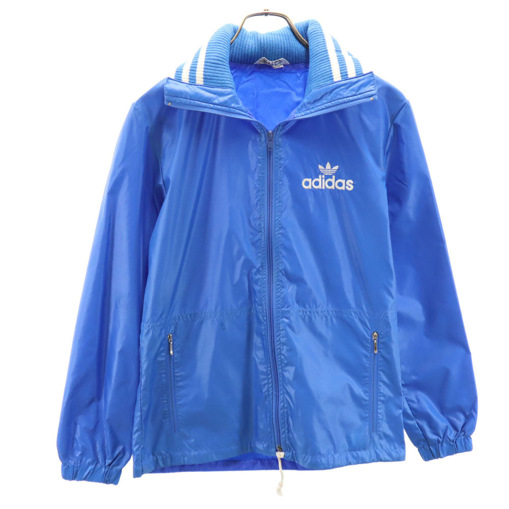 adidas アディダス 70s 80s ヴィンテージ デサント製 トレフォイルロゴ ナイロンジャケット S ブルー フード付き メンズ