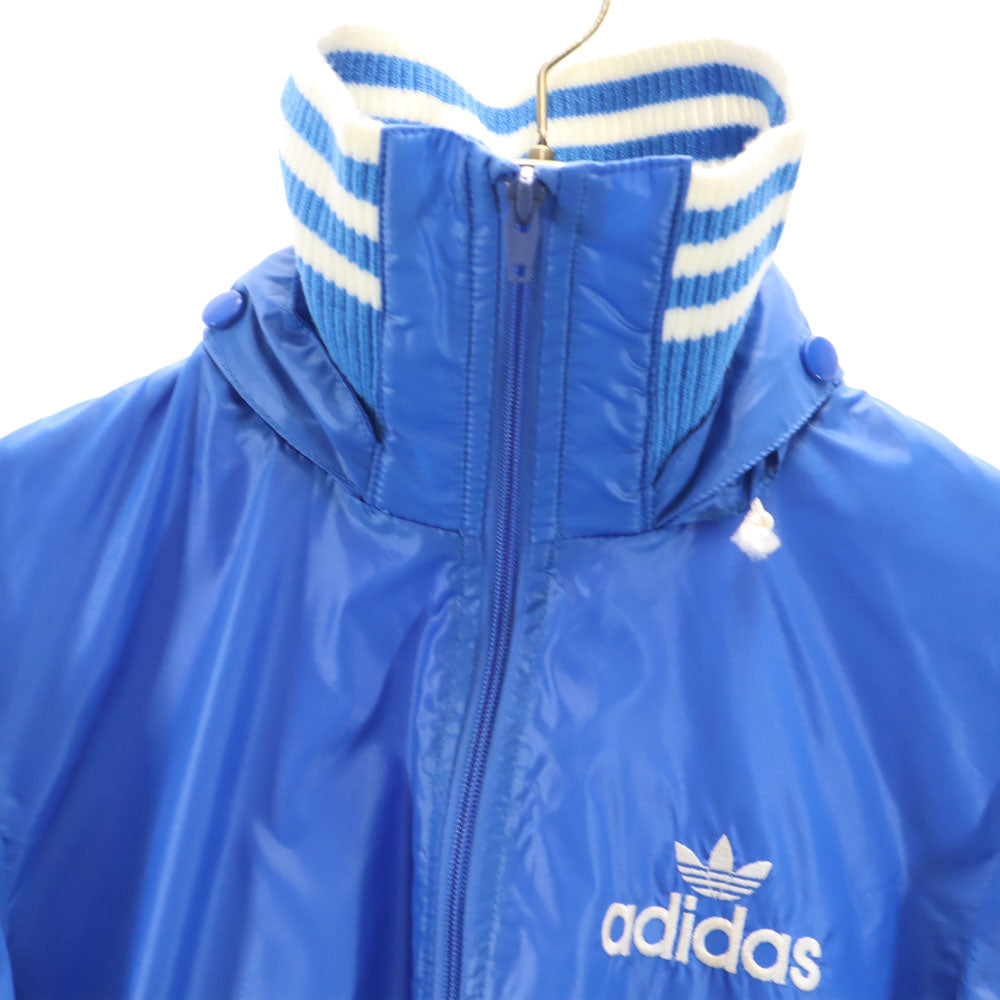 adidas アディダス 70s 80s ヴィンテージ デサント製 トレフォイルロゴ ナイロンジャケット S ブルー フード付き メンズ