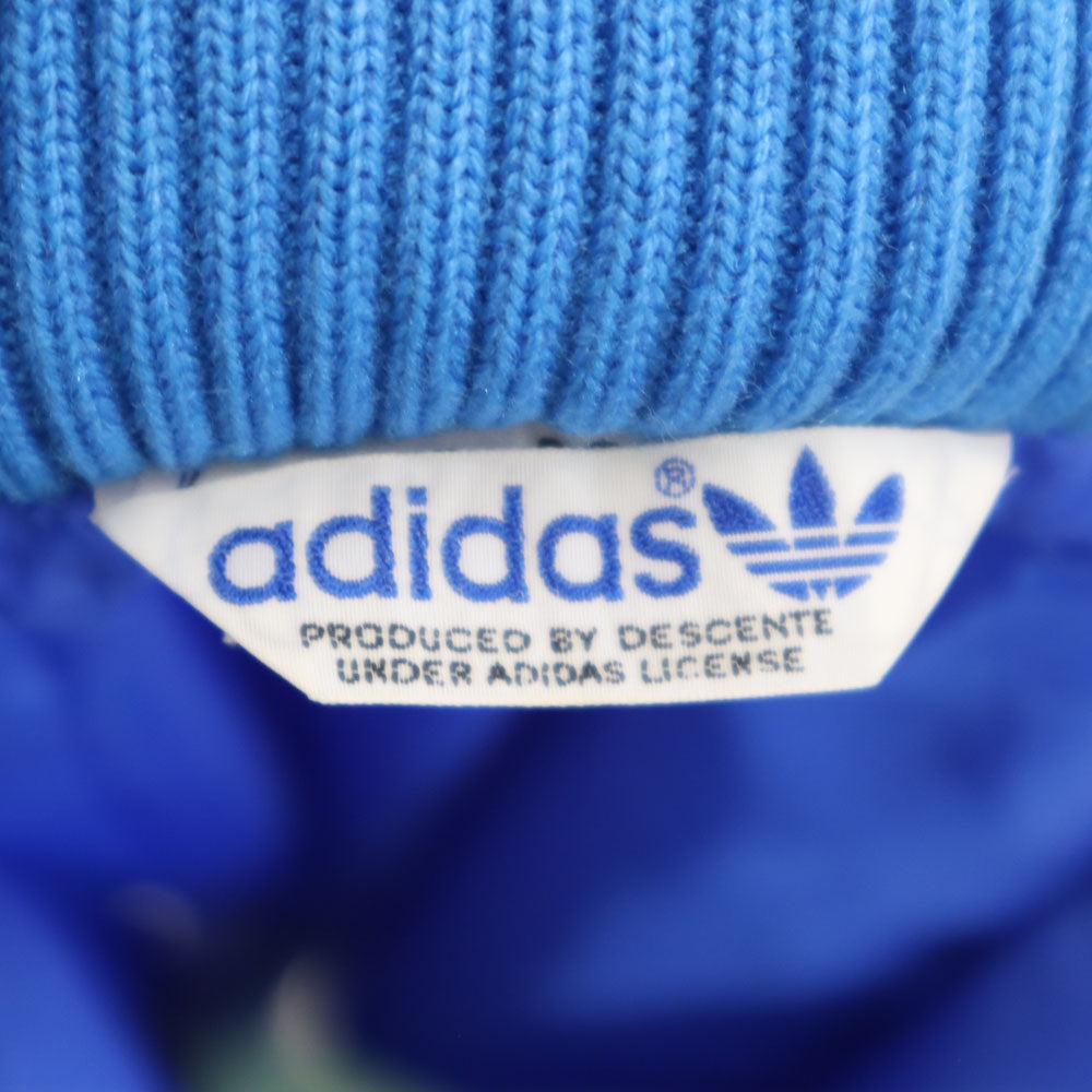 adidas アディダス 70s 80s ヴィンテージ デサント製 トレフォイルロゴ ナイロンジャケット S ブルー フード付き メンズ