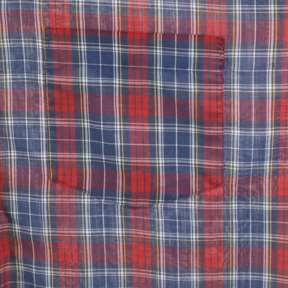McGregor マクレガー 90s オールド 衿芯 チェック柄 長袖 ボタンダウンシャツ L レッド×ブルー メンズ