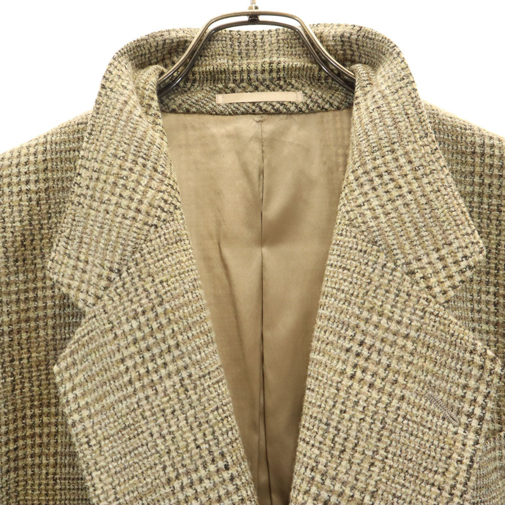 LANVIN ランバン 70s 80s ヴィンテージ ウールブレンド チェック柄 テーラードジャケット R50-46 ベージュ系 メンズ