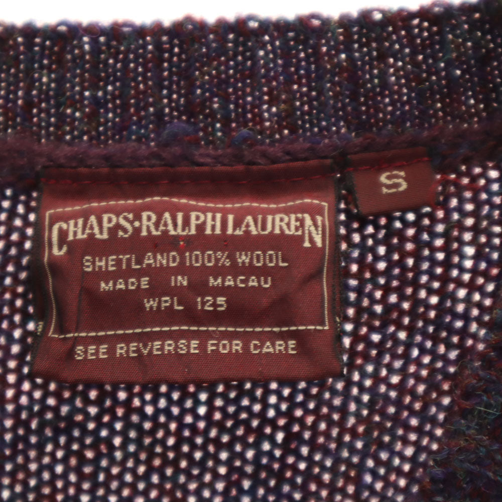 チャップスラルフローレン 70s ヴィンテージ シェットランドウール アーガイル柄 Vネック ニットベスト S パープル系 CHAPS RALPH LAUREN メンズ