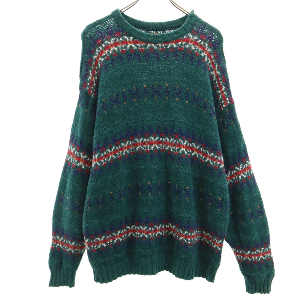 ALPS 80s 90s USA製 オールド ノルディック柄 長袖 セーター XL グリーン ニット メンズ